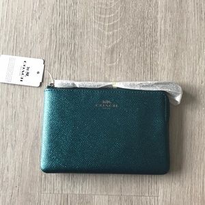NWT Coach Shiny Blue Wristlet